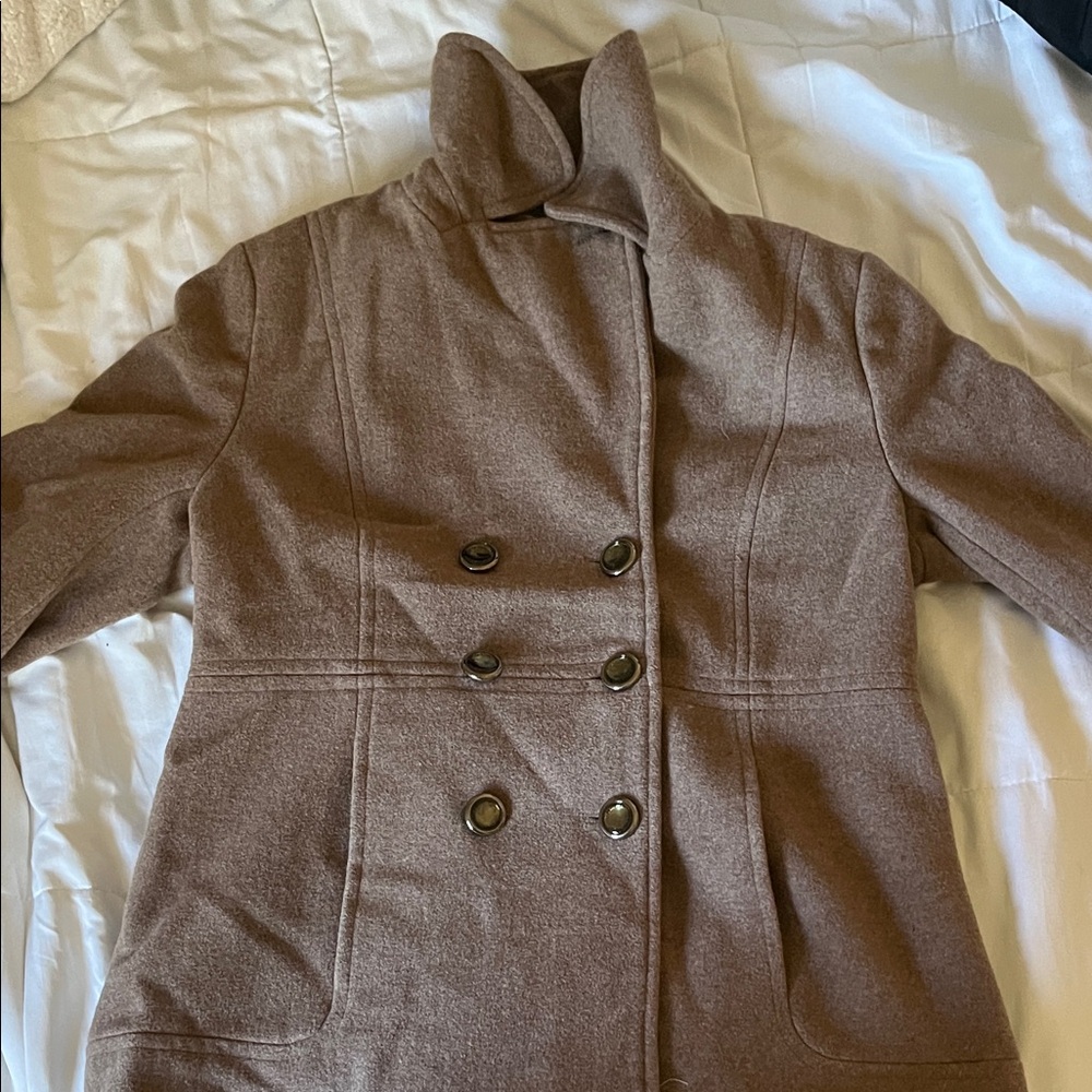 calvin klein brown pea coat